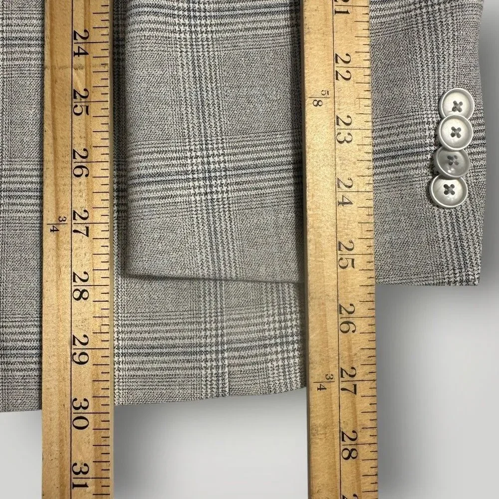 TOMMY HILFIGER Mens Blazer Sport Coat 2-Button Suit Jacket 46R Gray Plaid
